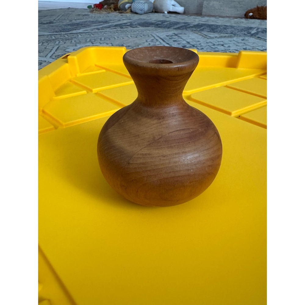 Vintage Hand Turned Wood Bud Vase Signed H Guss 1989 Studio Art Woodworking